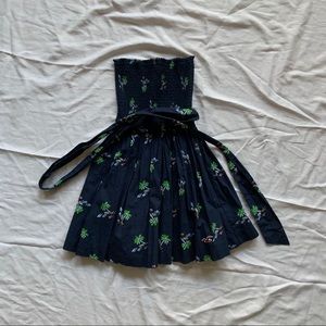 Strapless Beach Print Dress